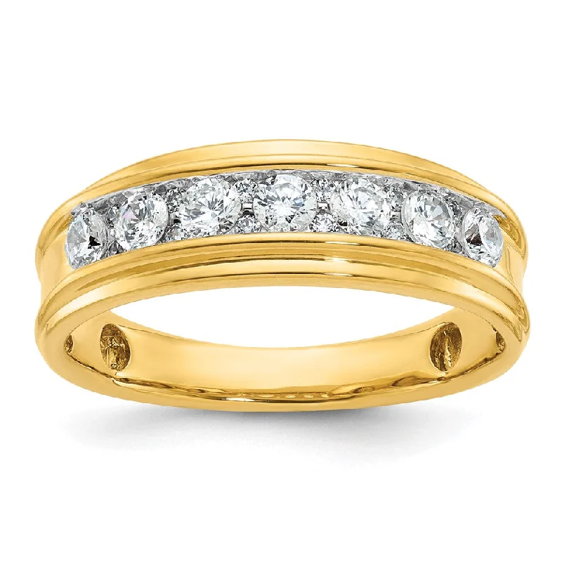 engagement rings with rose gold band -14k Yellow Gold Lab Grown Diamond Wedding Band Ring 0.87Ct Clarity- VS Color- G-H