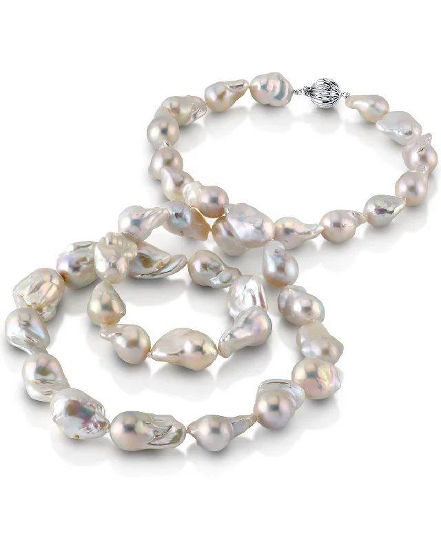 necklace sets for women -13-16mm White Freshwater Baroque Pearl Necklace - AAA Quality