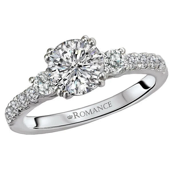 custom engagement ring designs -3-Stone Semi-Mount Diamond Ring