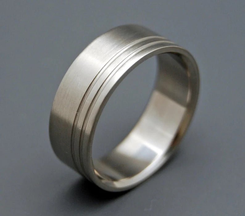 women’s signet rings -Double Offset Duet | Men's Titanium Wedding Ring