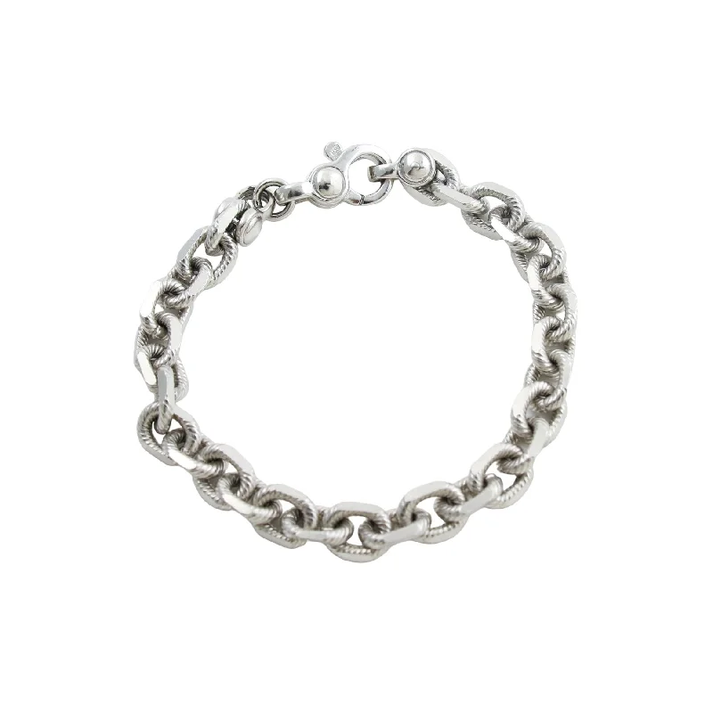 trendy charm bracelets -Textured Rolo Cable Chain Bracelet