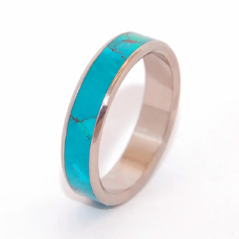 gemstone-studded wedding rings -Golden Promise | Men's Chrysocolla Stone & Titanium Wedding Ring