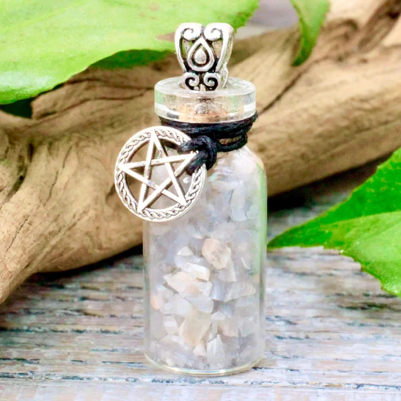 retro necklaces for women -Black Moonstone Protection Spell Jar Necklace