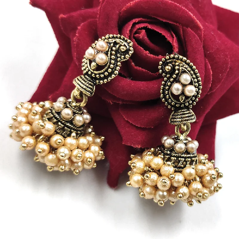 birthday gift earrings for women -Gehana Mahal Gold Plated Pearl Jhumki Earrings