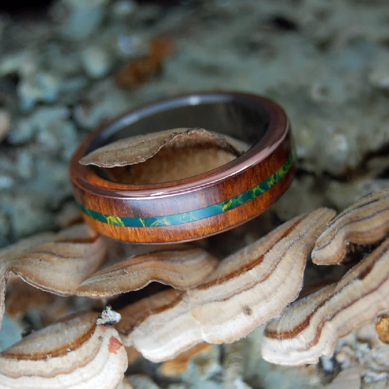 luxury wedding rings -Snake Around My Heart | Men's Egyptian Jade Stone, Snakewood, & Copper Wedding Ring