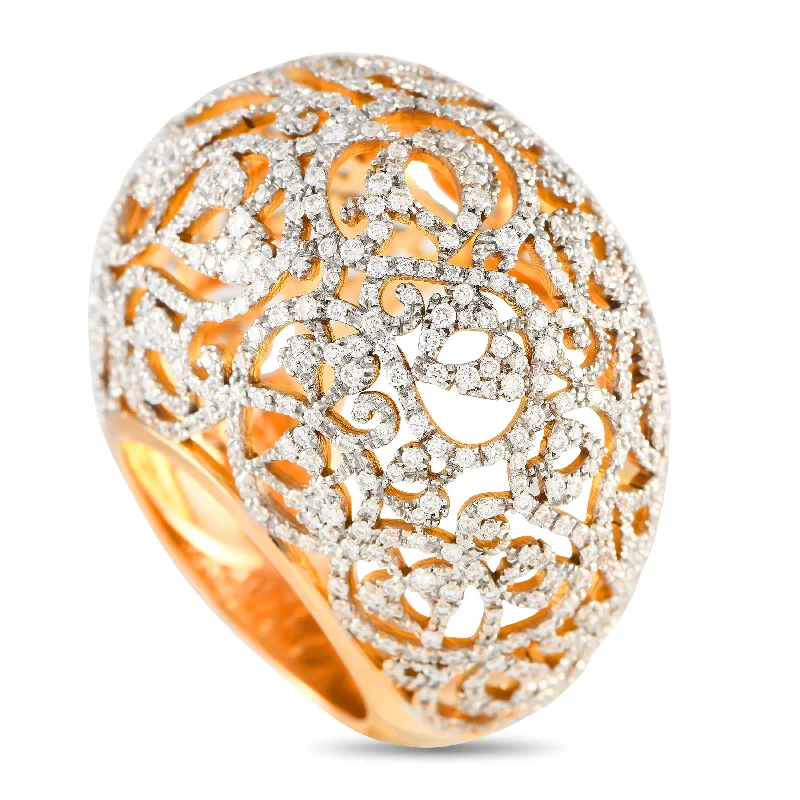 engagement rings with diamonds -Pomellato Arabesque 18K Rose Gold Diamond Ring PO01-122424