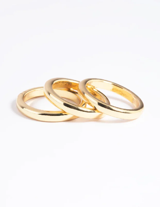 engagement rings for proposals -Gold Plated Triple Band Ring