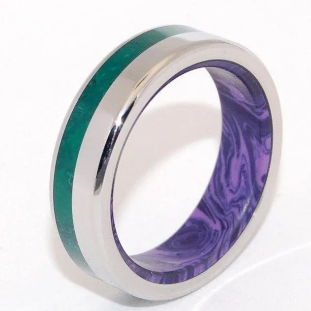 stackable rings for women -Green Mountain Majesty | Men's Jade Stone, Charoite & Titanium Wedding Ring