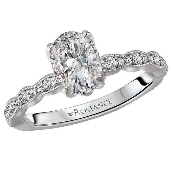 stackable wedding rings with engagement ring -Classic Semi Mount Diamond Ring