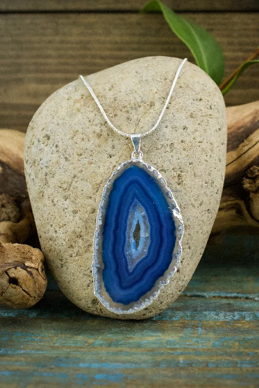 gemstone teardrop necklaces -Blue Ocean Agate Cave Necklace