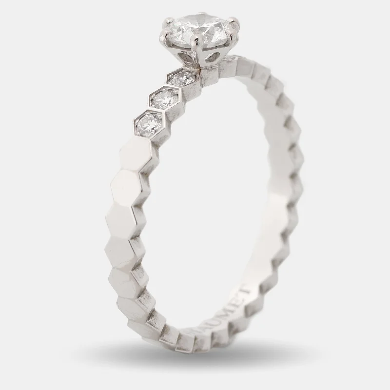 trendy round-cut engagement rings -Chaumet Bee My Love Solitaire 0.33Ct Diamond 18K White Gold Ring