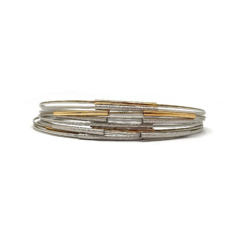 women’s statement bracelets -Silver and Gold Thin Bar Bracelet