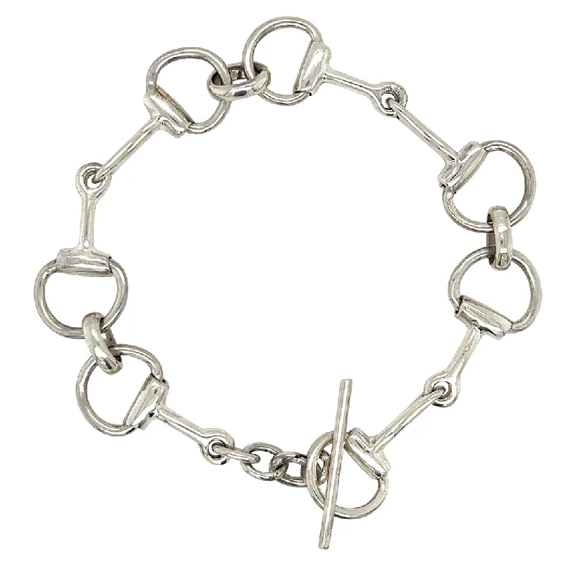 fashionable bracelets for women -Silver Horse Bit Bracelet