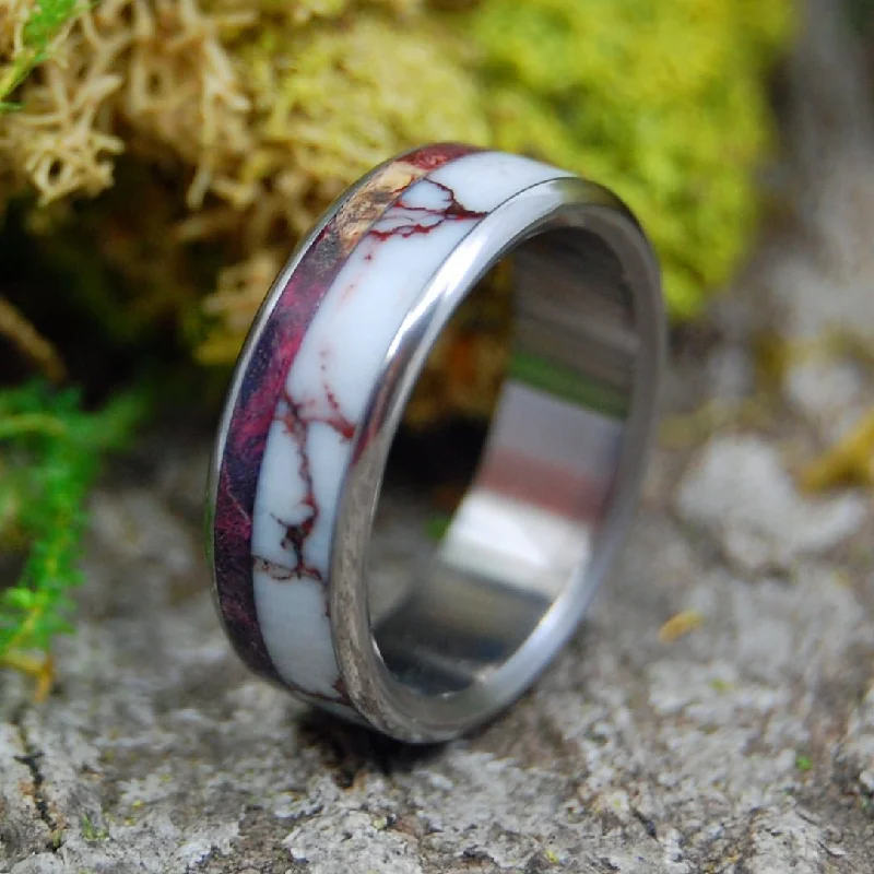 women’s signet rings -Wild Purple Heart | Men's Purple Heart Wood, Jasper Stone & Titanium Wedding Ring