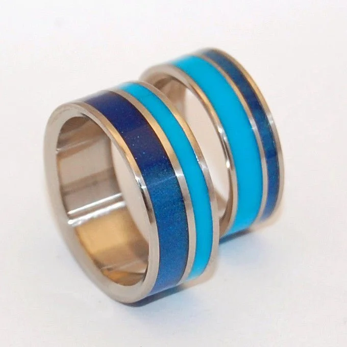 unique band rings -Blue Lagoon | Blue Resin & Titanium - Unique Wedding Ring - Resin Wedding Ring