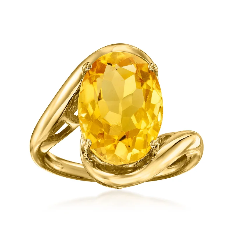 radiant cut engagement rings -Ross-Simons Citrine Wavy Ring in 18kt Gold Over Sterling