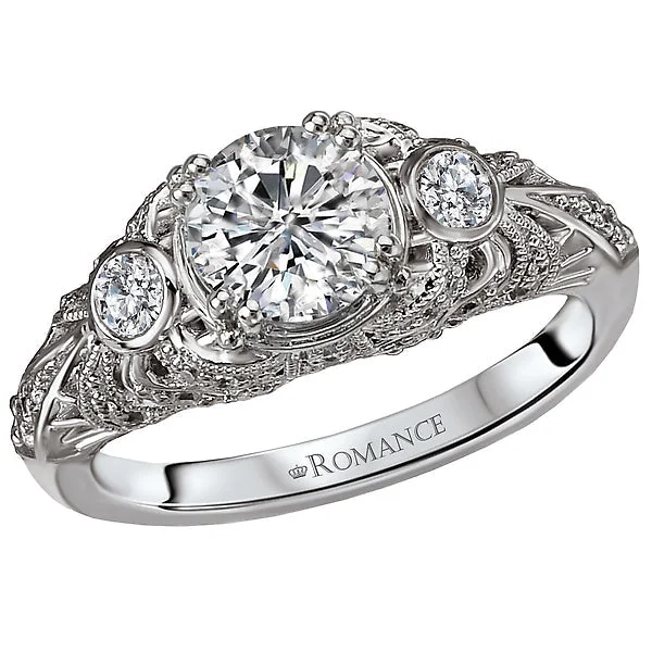 white gold engagement rings -Vintage Semi-Mount Diamond Ring