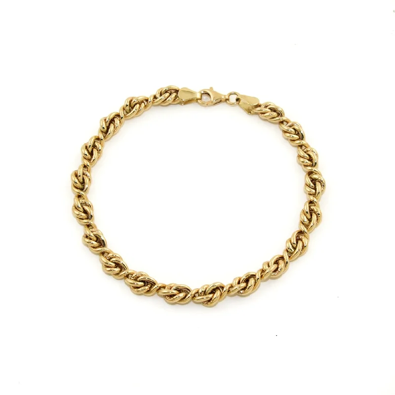 personalized gold bangles -14K Gold x Double French Knot Bracelet