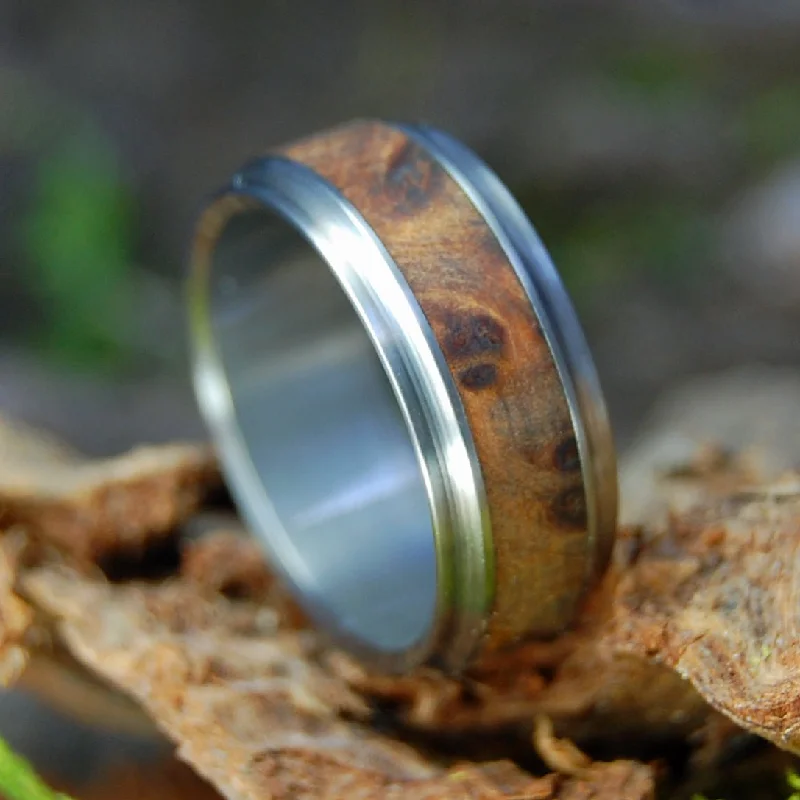 classic signet rings for women -Thuya Burl | Men's Thuya Burl & Titanium Wedding Ring