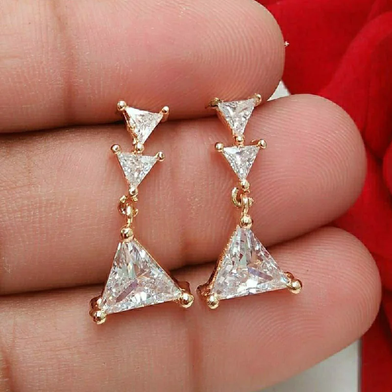 dainty earrings for women -Aamrapali  Gold  Plated  American  Diamond  Dangler  Earrings