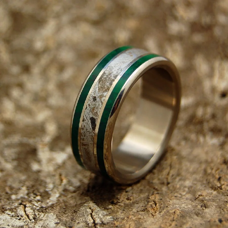 gold rings for women -So Hot It Hisses | Men's Meteorite, Imperial Jade & Titanium Wedding Ring