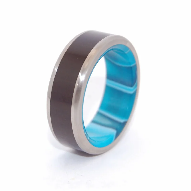 unique band rings -African Ocean | Men's African Ebony Wood, Aquatic Resin & Titanium Wedding Ring