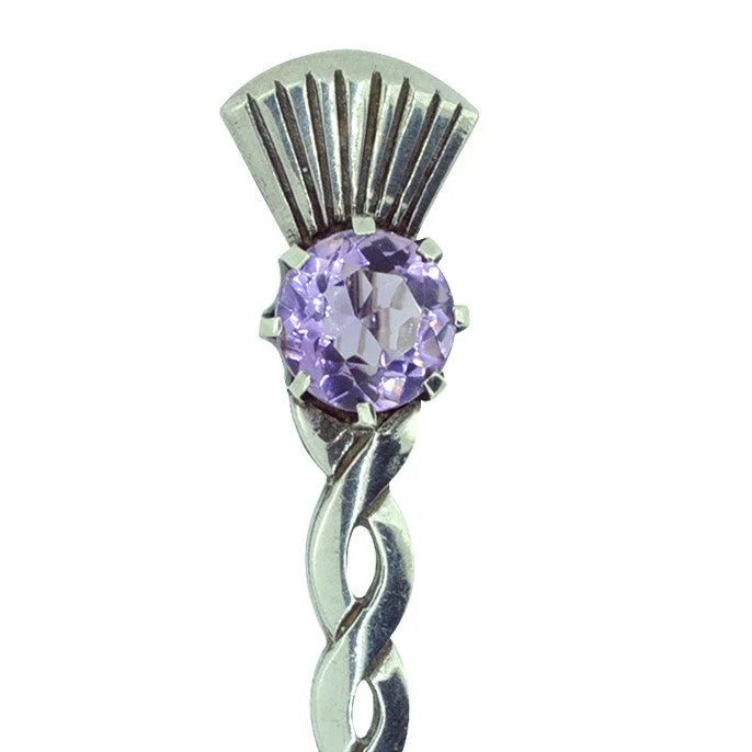 trendy leather bracelets -Amethyst Thistle Kilt Pin