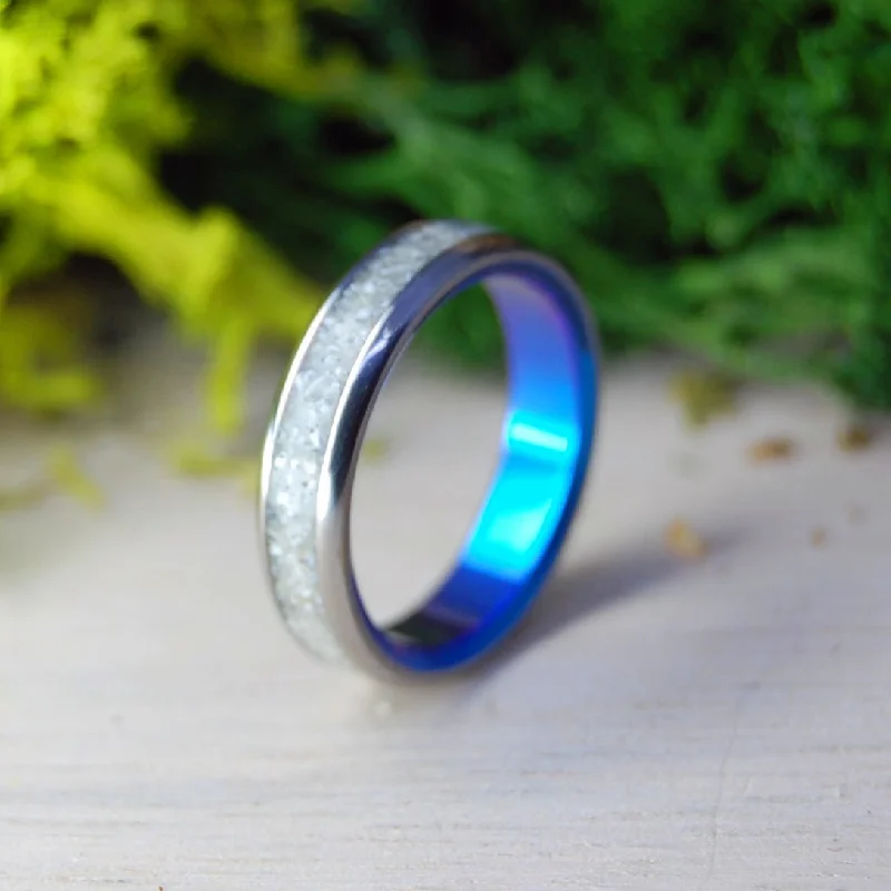 women rings -Bora Bora Beach | Men's Beach Sand & Titanium Wedding Ring