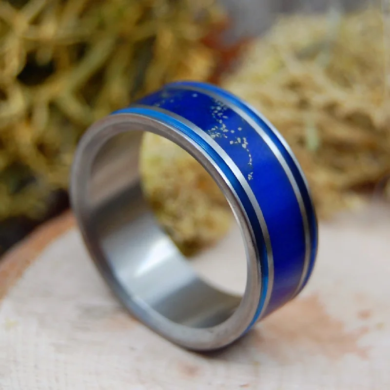 personalized rings with initials -Lapis Archipelago | Men's Lapis Lazuli Stone & Titanium Wedding Ring