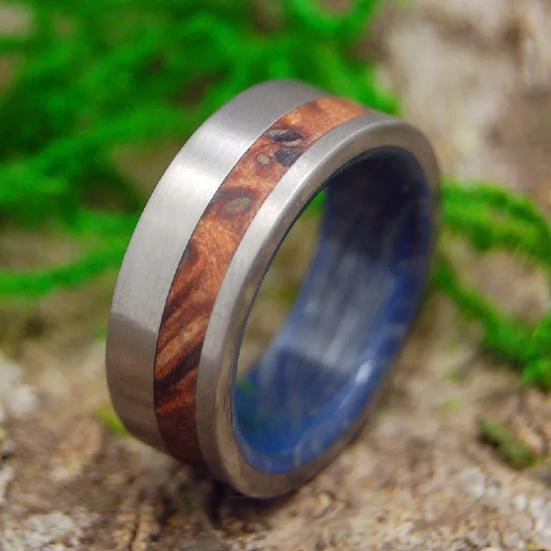 statement rings with jewels -Redwood Above | Men's Redwood, Blue Silver & Titanium Wedding Ring