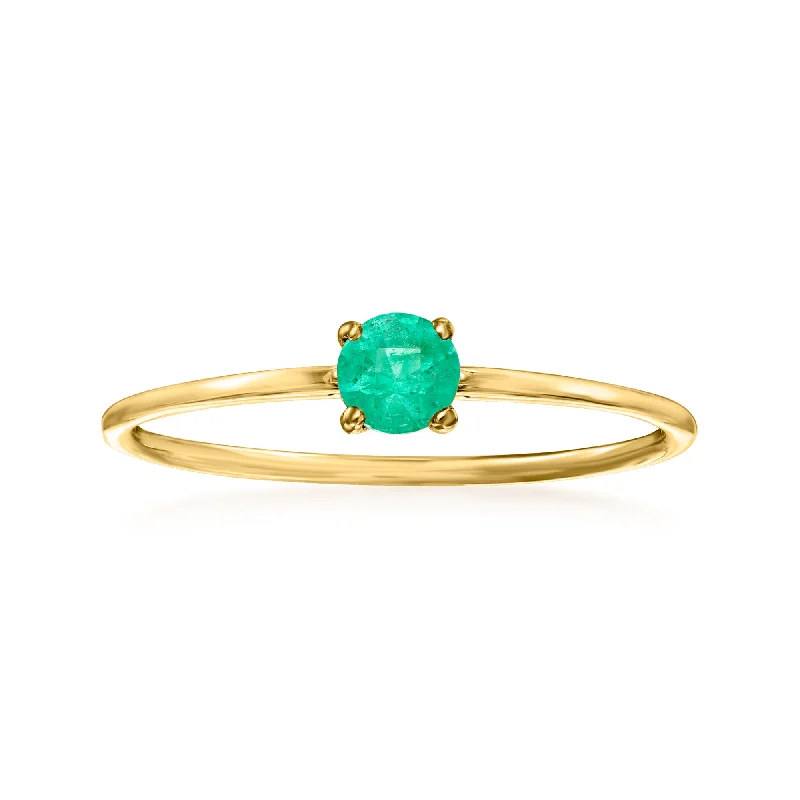 engagement rings with white sapphires -RS Pure by Ross-Simons Emerald Ring in 14kt Yellow Gold