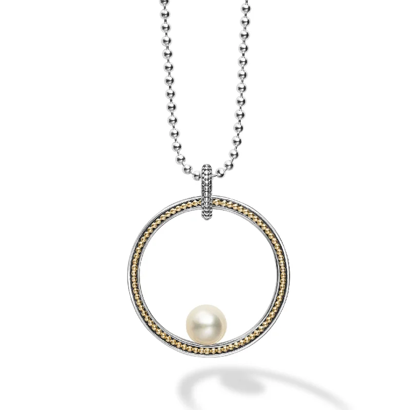 stylish necklaces for casual wear -Luna Circle Pearl Statement Necklace