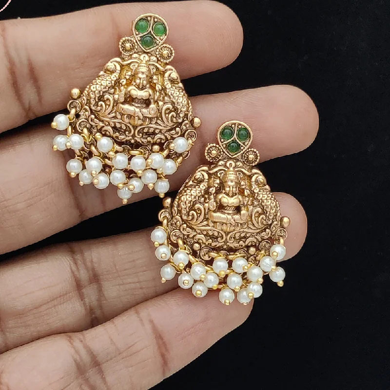 fashionable dangling studs -Jewel Addiction Copper Rajwadi Finish Pota Stone Dangler Earrings