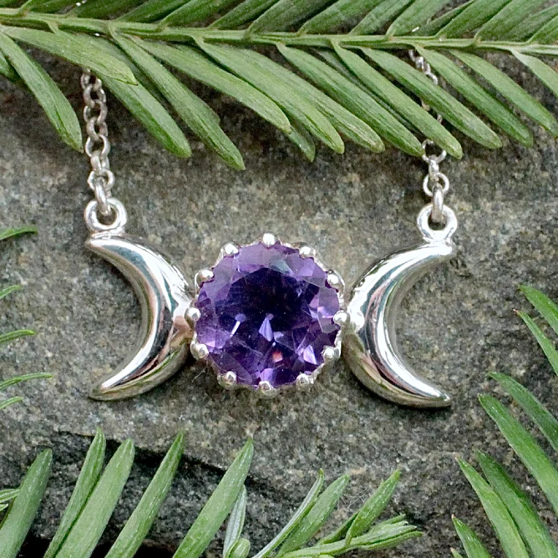 matching necklaces for best friends -Amethyst Triple Moon Necklace