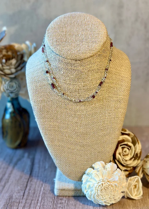 boho chic necklaces -Garnet Wrap Bracelet Necklace