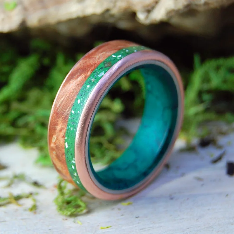 gemstone rings for women -Assateague Dreams | Men's Assateague Beach Sand, Brown Box Elder Wood & Titanium Wedding Ring