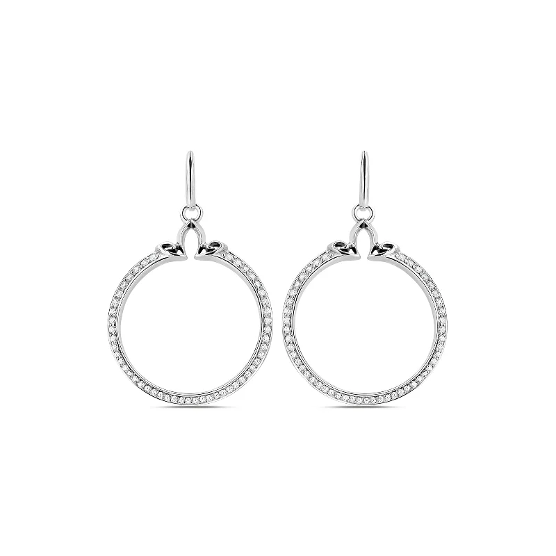 eco-friendly earrings -Portrait Pavé Hoop Earring 1" - Sterling Silver + CZ Blanc