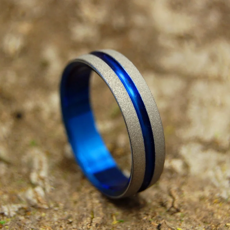 chic cocktail rings -Deckard | Men's Blue & Titanium Wedding Ring