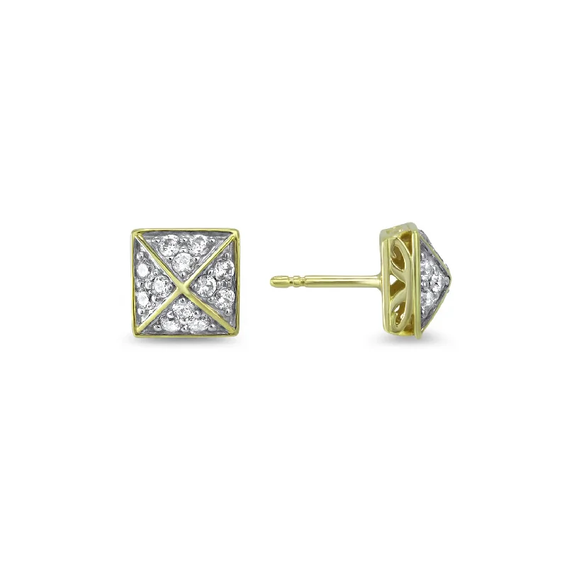 women’s diamond stud earrings -Possibility Pavé Stud Earring - 18K Gold Vermeil + CZ Blanc