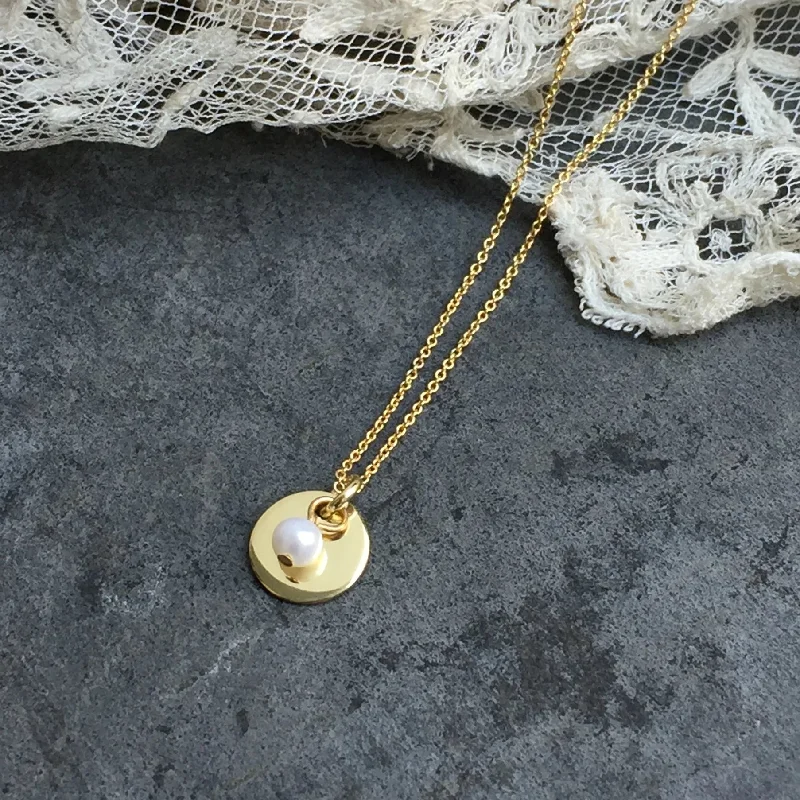 affordable gold necklaces for women -'Coin & pearl' necklace | 24k gold-plated