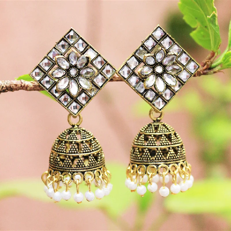 fine jewelry earrings -H K Fashion Gold Plated Austrian Stone Jhumki Earrings