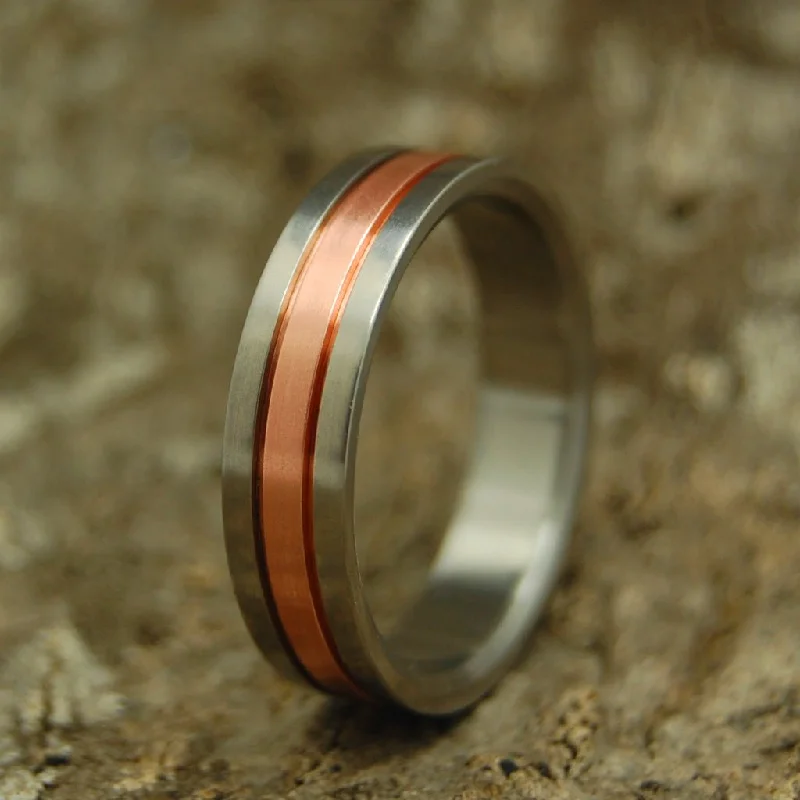 solitaire engagement rings -Copper Meets Titanium | Men's Copper & Titanium Wedding Ring