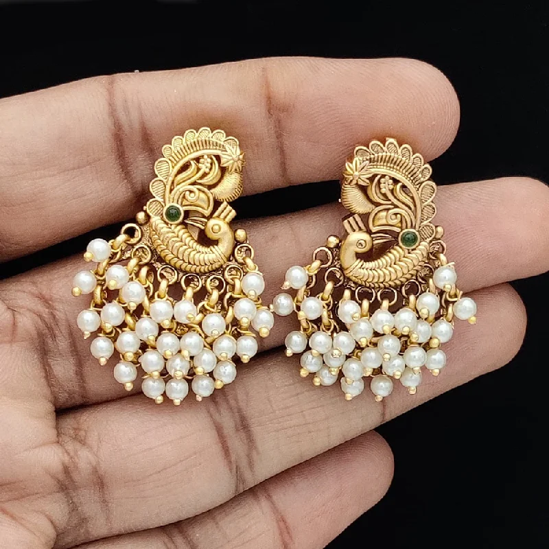 beautiful pearl earrings -Jewel Addiction Copper Rajwadi Finish Pota Stone Dangler Earrings