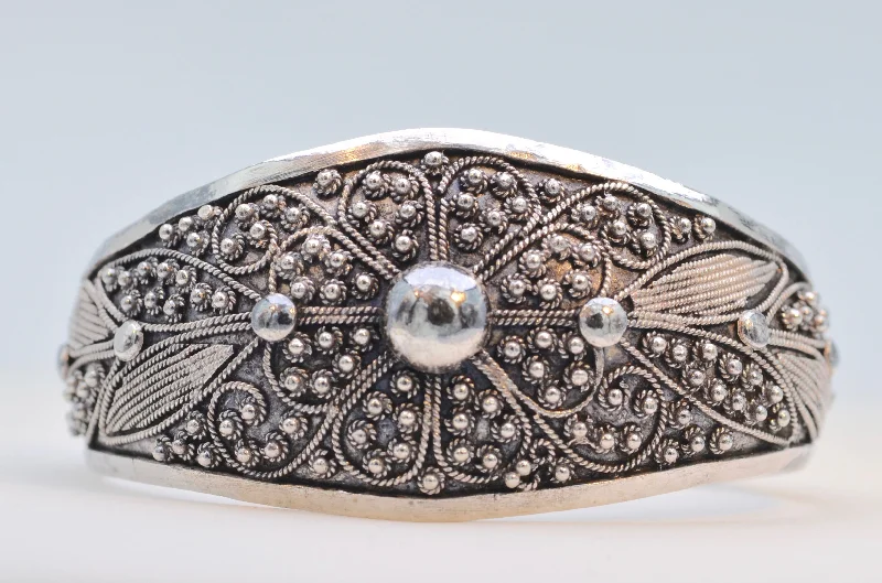 customizable bangles -Fancy Sterling Silver Cuff Bracelet