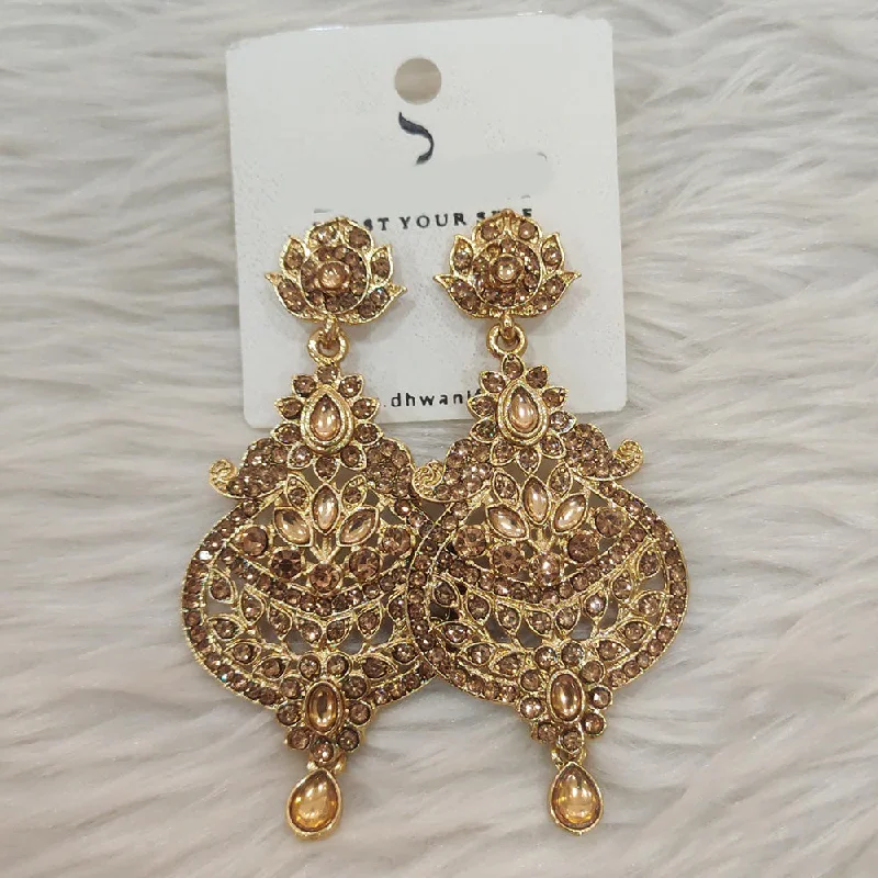 women’s statement earrings -Dhwani Gold Plated Austrian Stone Dangler Earrings