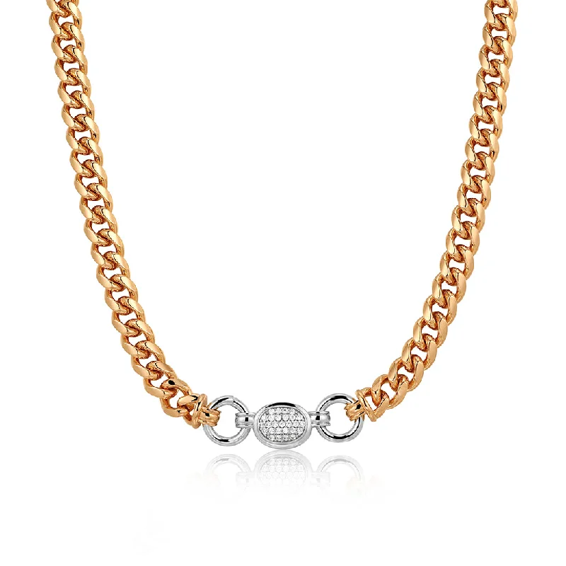 pearl chokers for women -Rocksbox Exclusive Pave Oval Linked Necklace