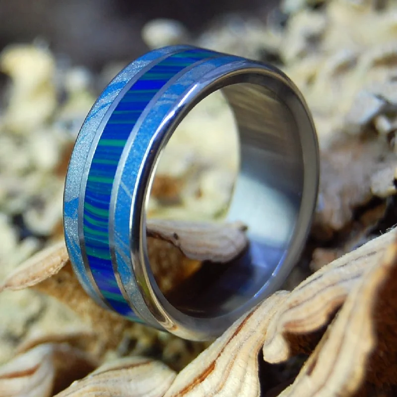 handmade rings for women -Japanese Style Stone | Men's Mokume Gane, Stone & Titanium Wedding Ring