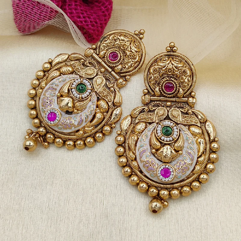 hoop earrings for casual wear -Jewel Addiction Copper Rajwadi Finish Pota Stone Dangler Earrings