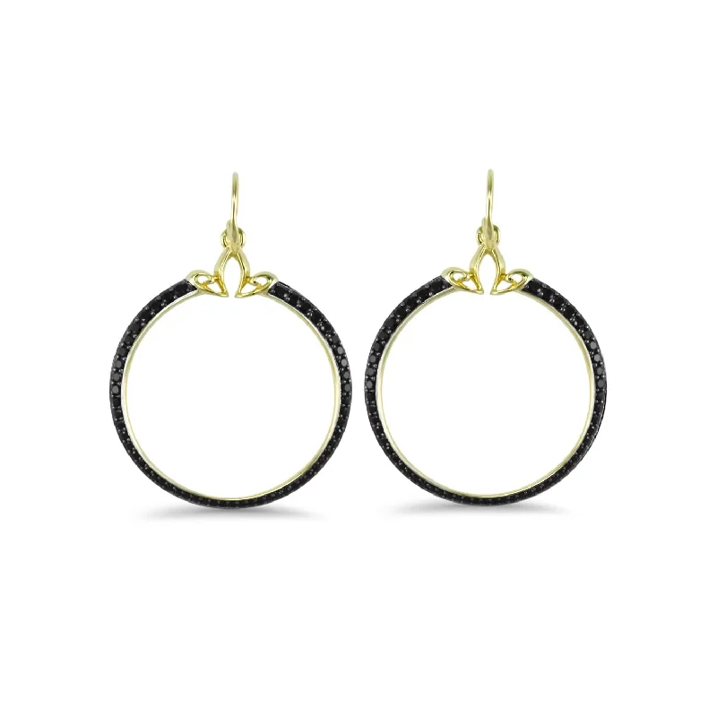 long drop earrings -Portrait Pavé Hoop Earring 1.5" - 18K Gold Vermeil + CZ Noir