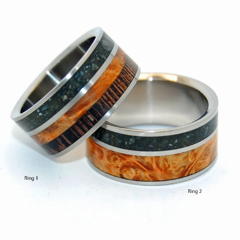 handmade rings for women -Go Forth | Beach Sand & Golden Box Elder Wood Wedding Ring